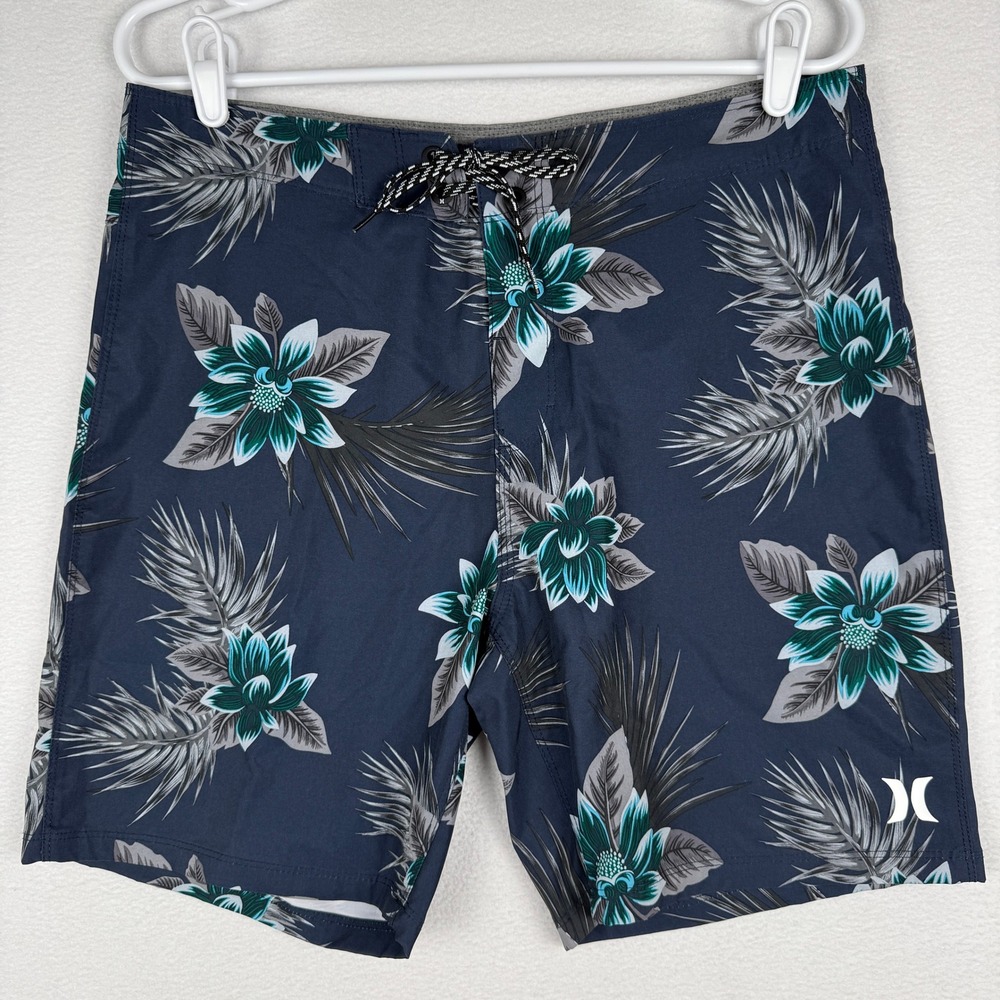 Hurley Mens 32 Navy Blue Tropical Floral Board Shorts Swim Trunks HSP23VMB